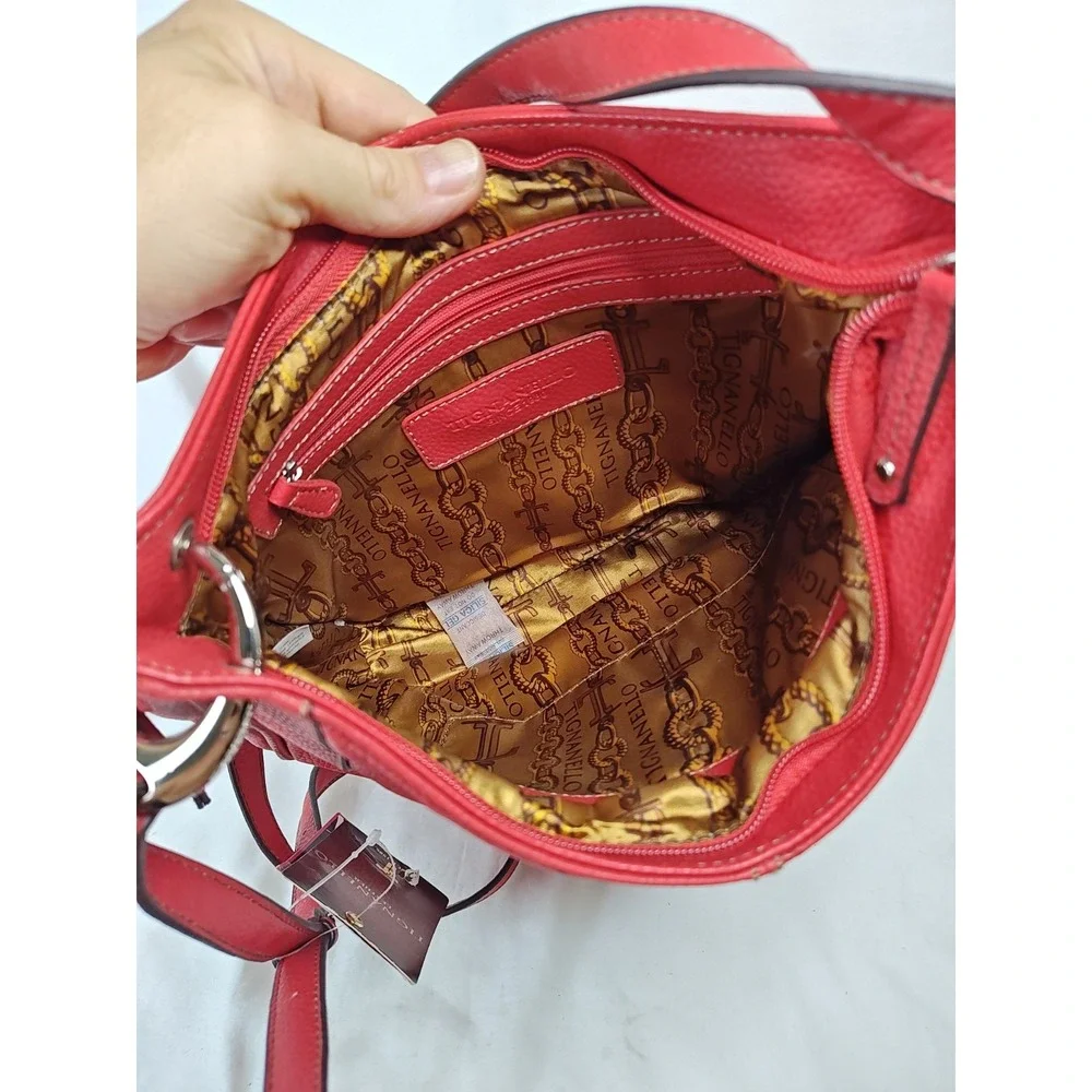 Tignanello Tomato Red Leather Simply Stated Crossbody Bag Purse NWT T82405